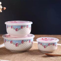 SH1751 Set me 3 tasa Porcelani me Lule