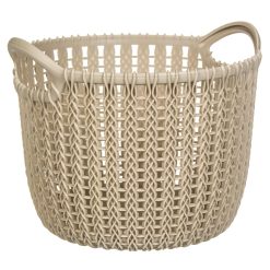 SH1607 Kosh plastik bezhe me thurje
