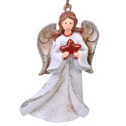 SZ583 Engjëll Dekorativ Qeramikë i Bardhë 12 Cm