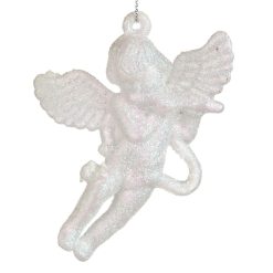 SZ582 Engjëll Dekorativ i Bardhë me Xixa për Pemën e Vitit te Ri 8 Cm